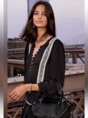 NWT REBECCA MINKOFF ESME BOHO SATIN LONG SLEEVE DRESS SMALL